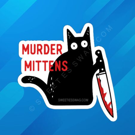 "Murder Mittens" Cat Laptop Bottle Sticker