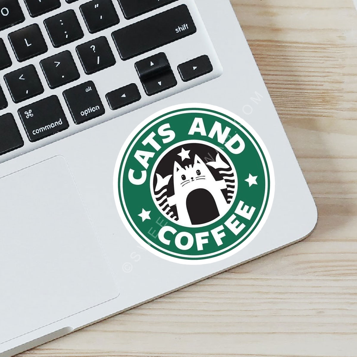 "Cats and Coffee" Vinyl Laptop Sticker
