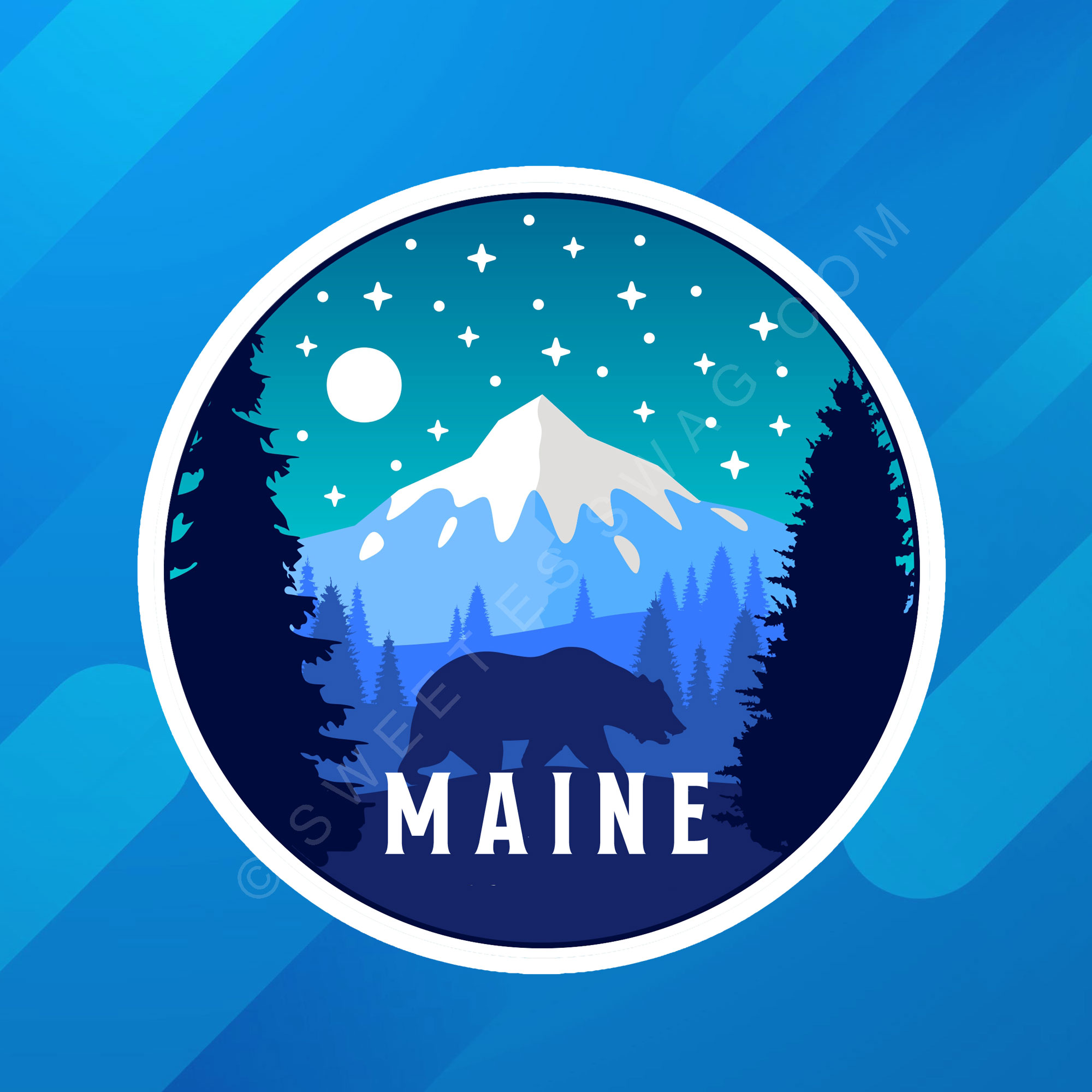 Maine Mountains Laptop Water Bottle Stickers