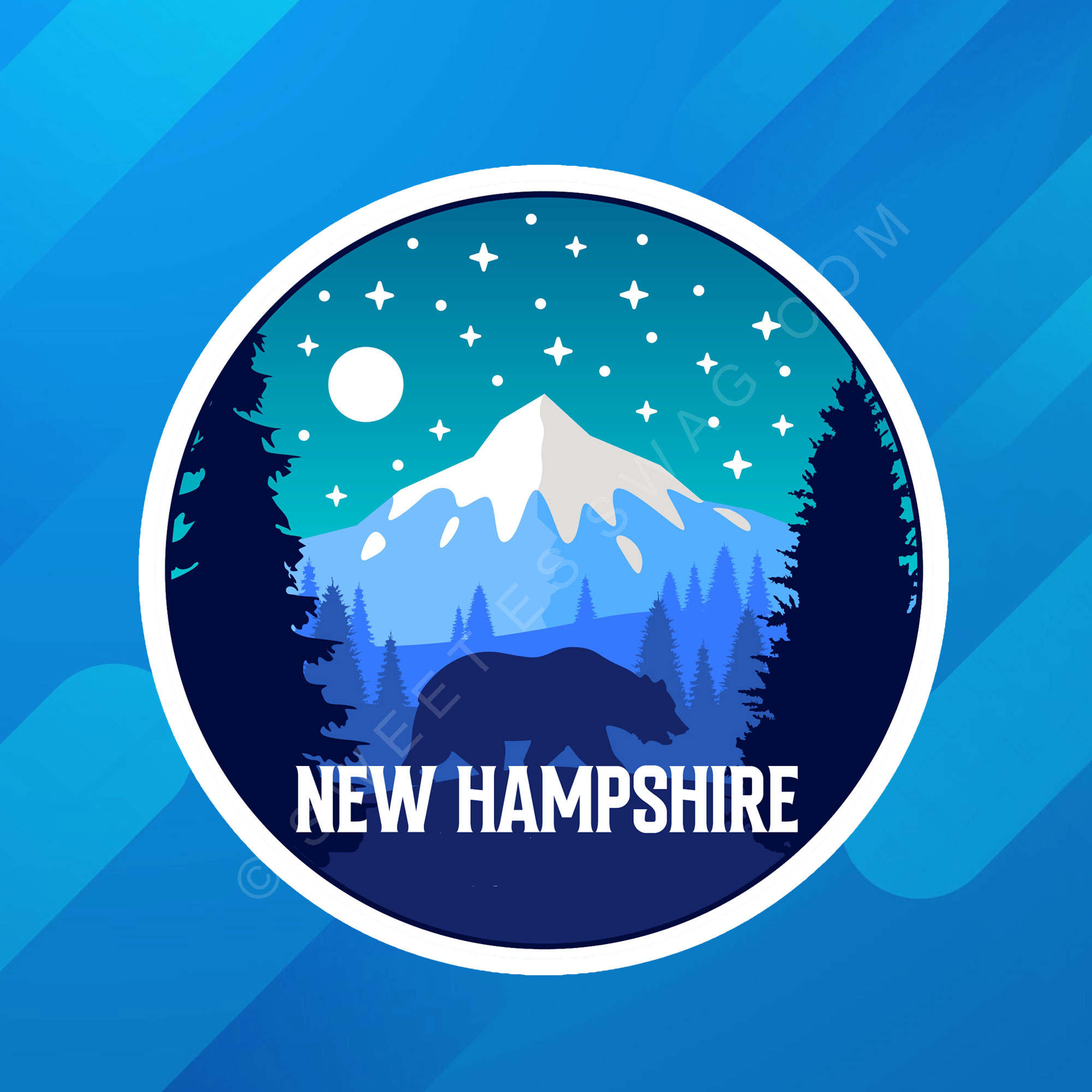 New Hampshire Snow-Peaked Mountains Waterproof Laptop Bottle Sticker