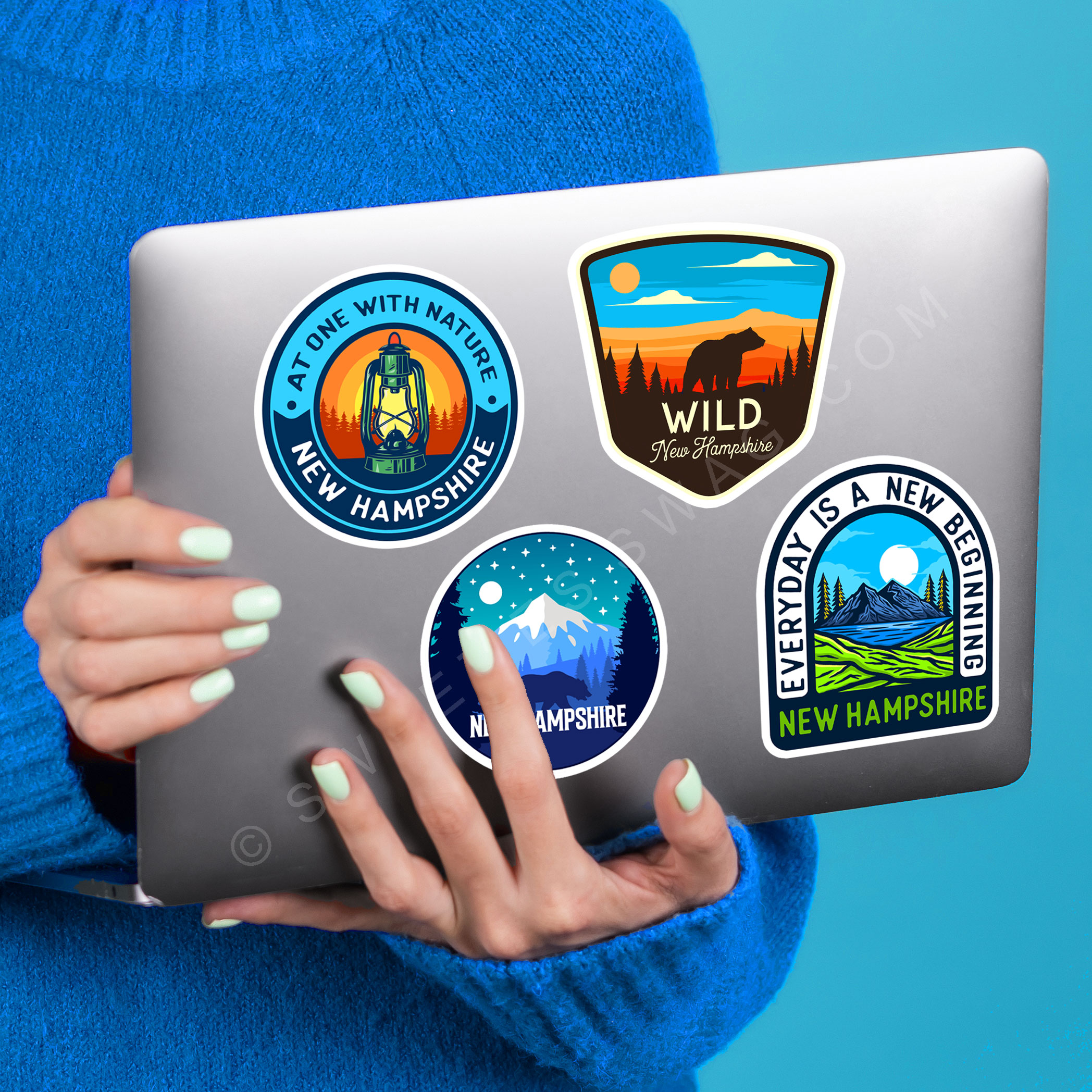 New Hampshire Outdoors Waterproof Laptop Bottle Stickers