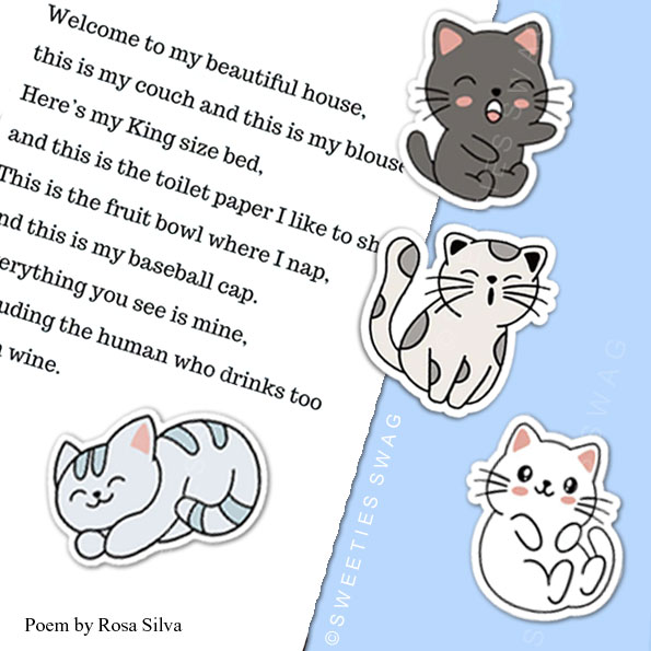 Cute Cats Waterproof Full-Size Vinyl Sticker Pack (4 ct.)