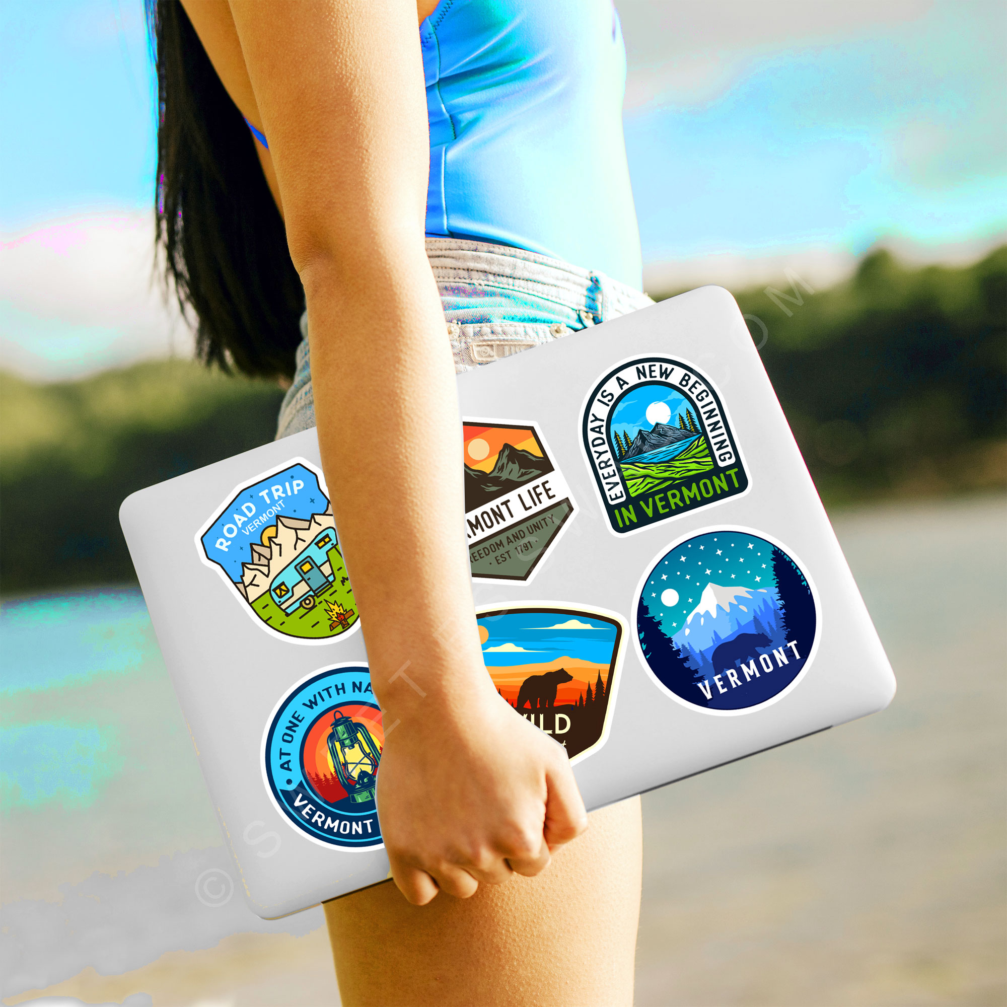 Vermont Outdoors Waterproof Laptop Bottle Stickers