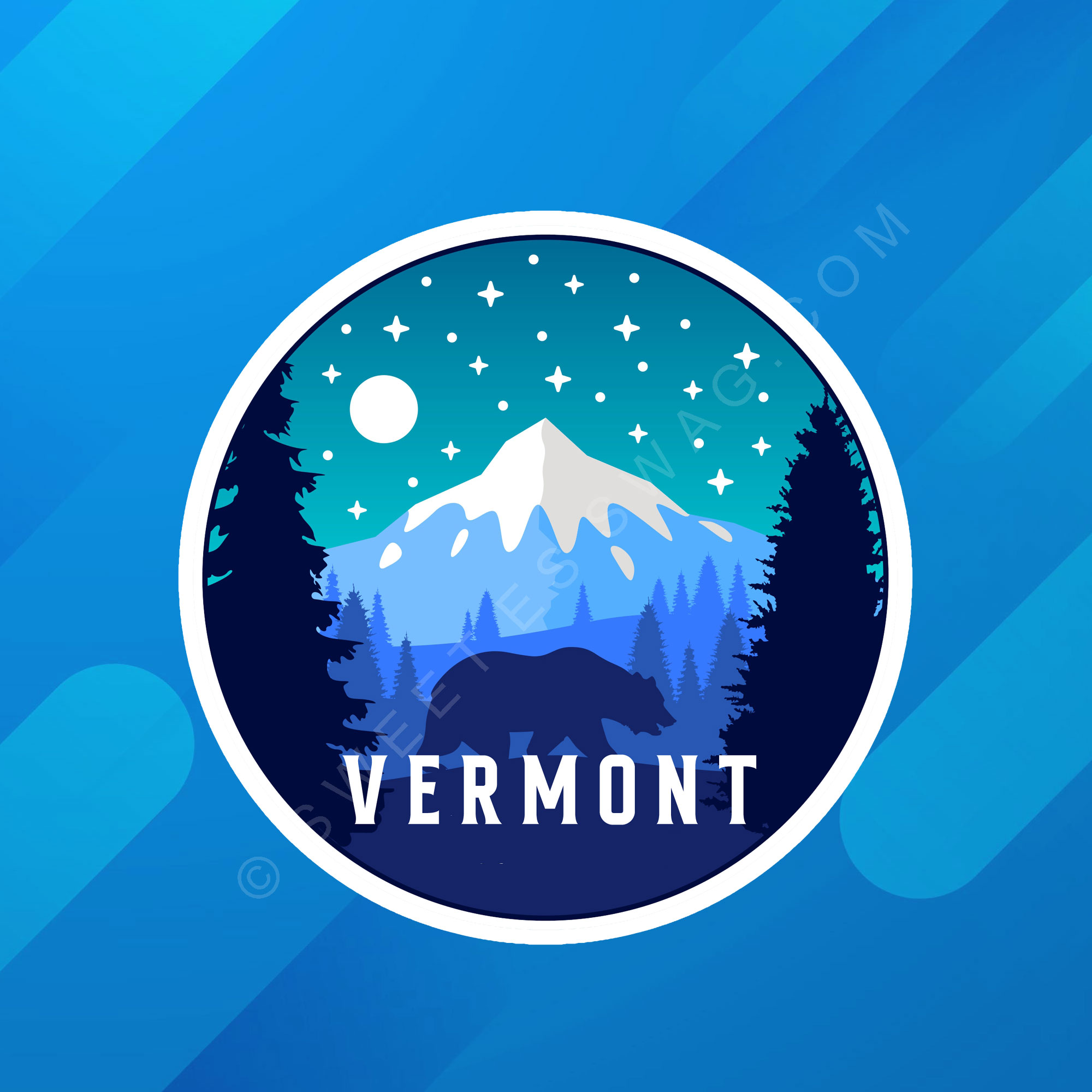 Vermont Snow-Peaked Mountains Waterproof Laptop Bottle Sticker
