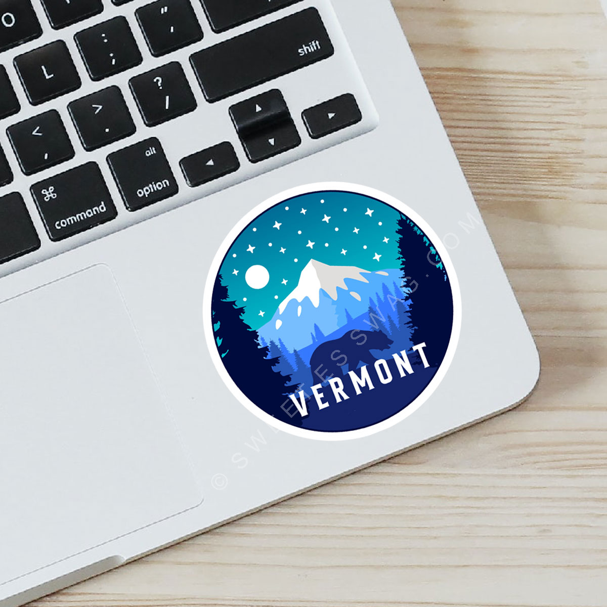 Vermont Snow-Peaked Mountains Waterproof Laptop Bottle Sticker