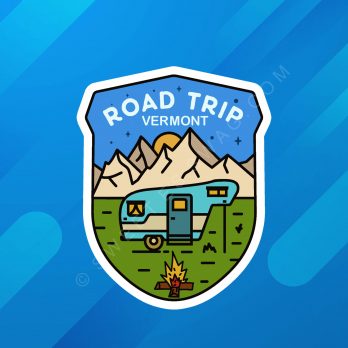 Vermont Roadtrip Badge Laptop Water Bottle Sticker