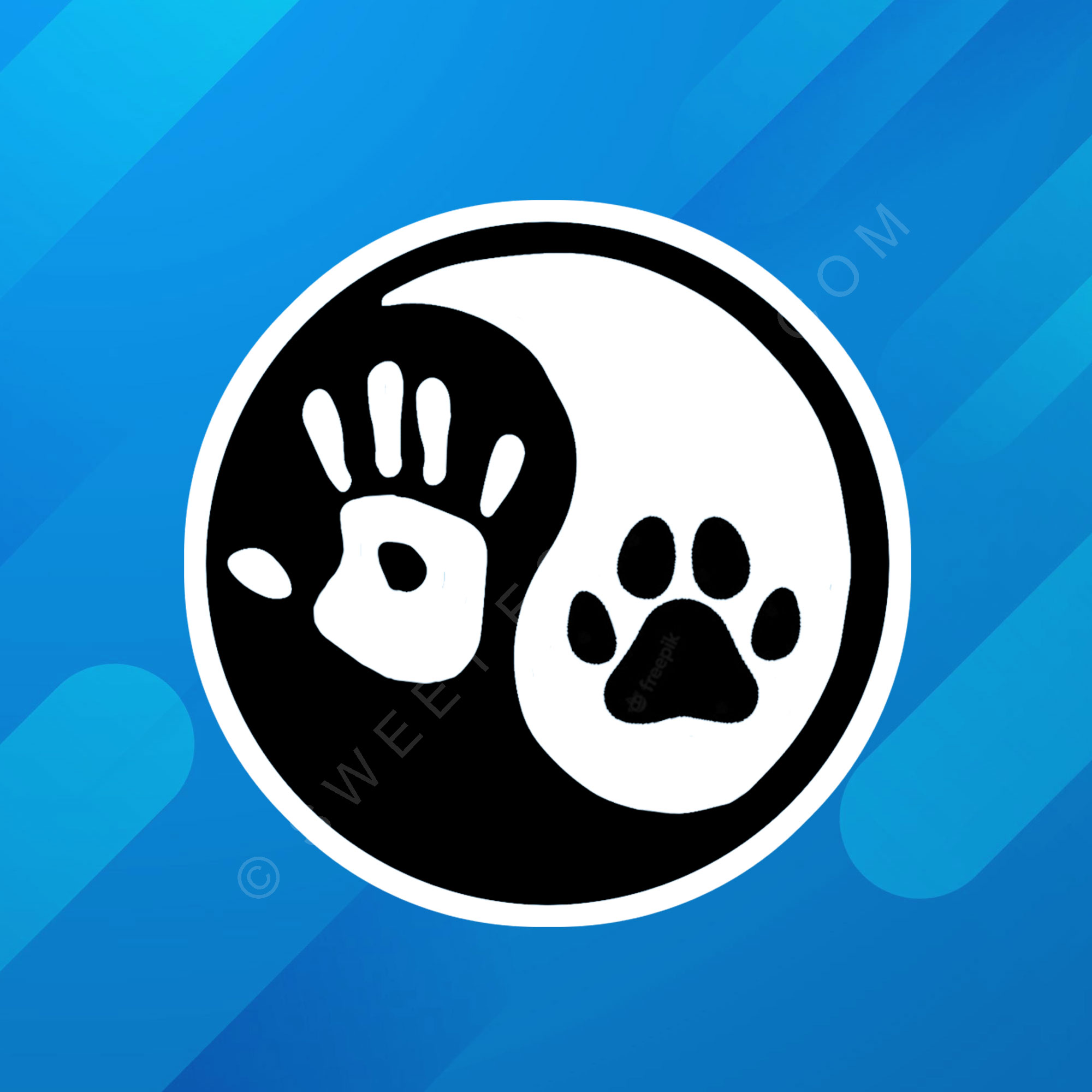 Yin Yang Cat and Dog Paw Love Laptop Sticker