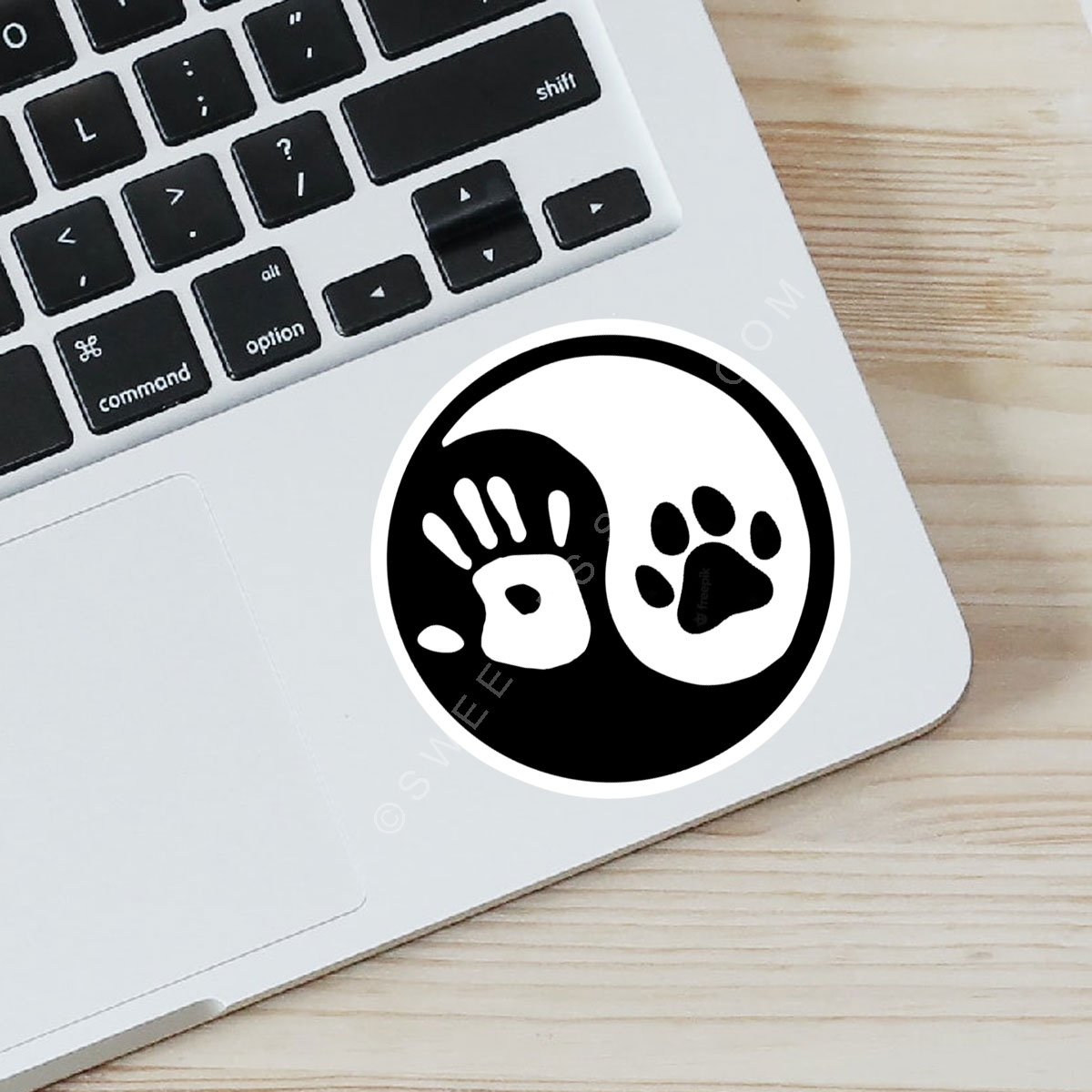 Yin Yang Cat and Dog Love Vinyl Laptop Sticker