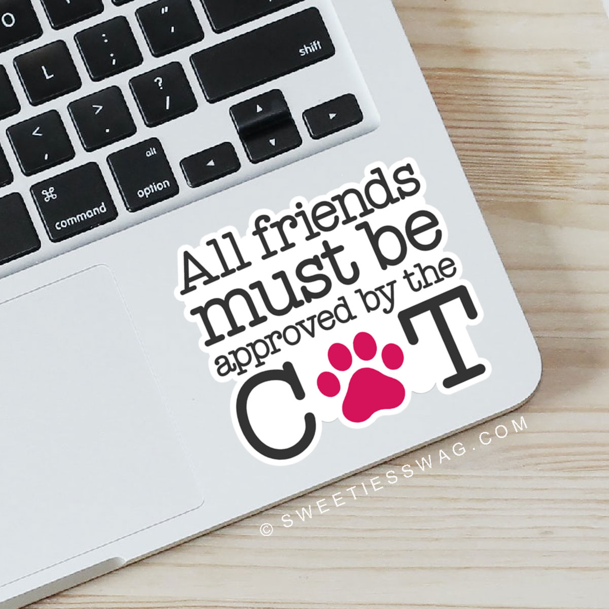 All Friends Must be Approved by the Cat Laptop Water Bottle Sticker